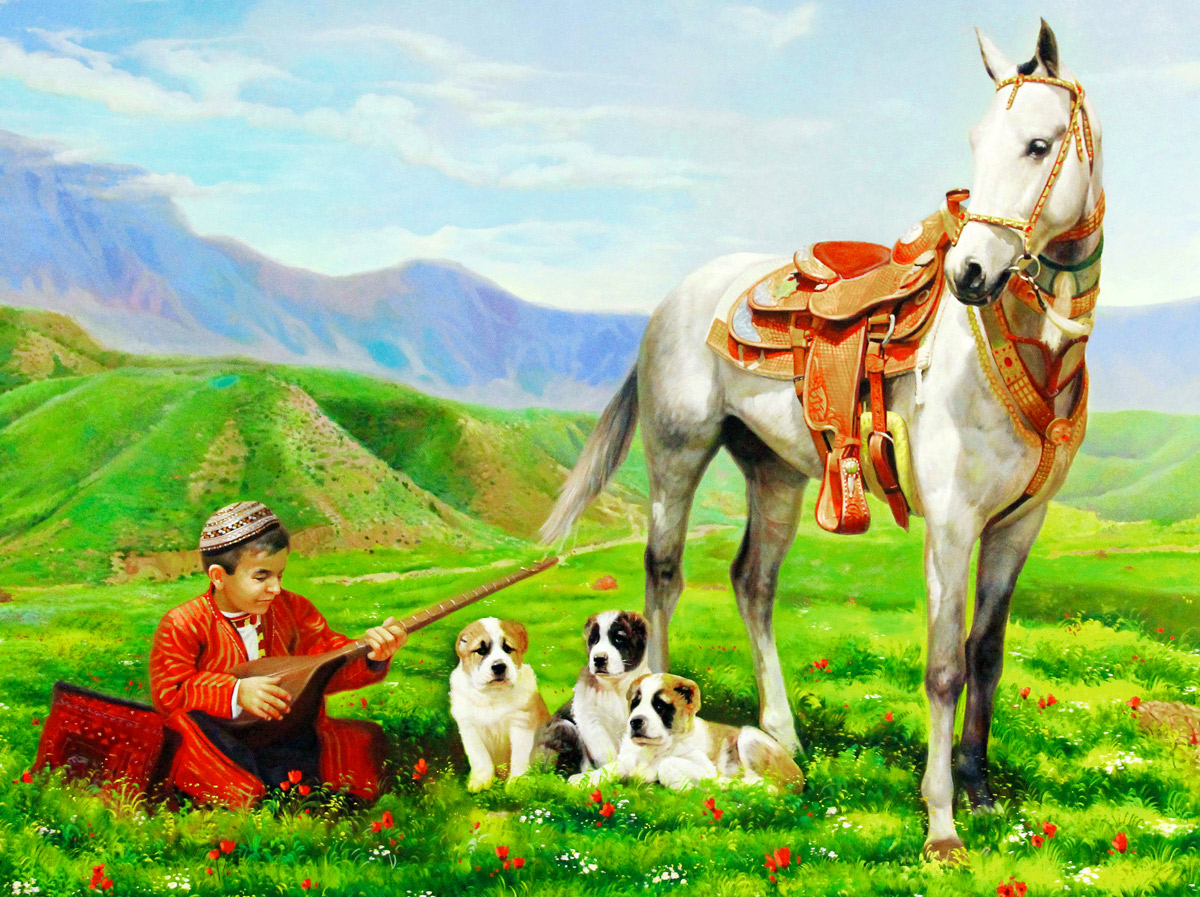 Turkmens adore their national symbols including Akhal-Teke horses, Alabai dogs, and Turkmen carpets, which significantly contributed to the development of global civilization © National Commission of Turkmenistan for UNESCO